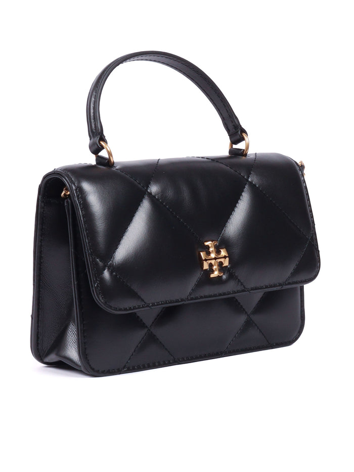 Kira Diamond Quilt Mini Top Handle Chain Wallet Black