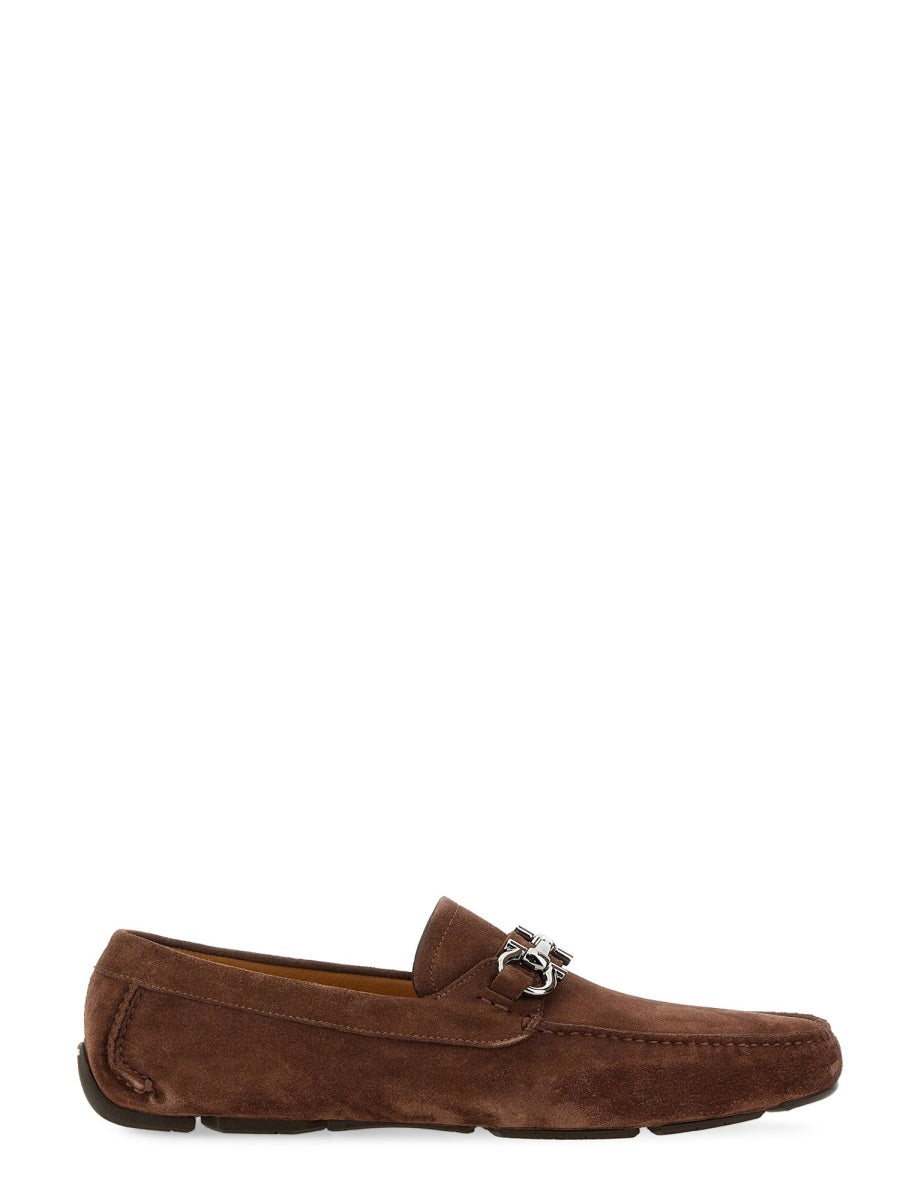 Moccasin Ornament Gancini Brown Upper: Split Calf Loafers