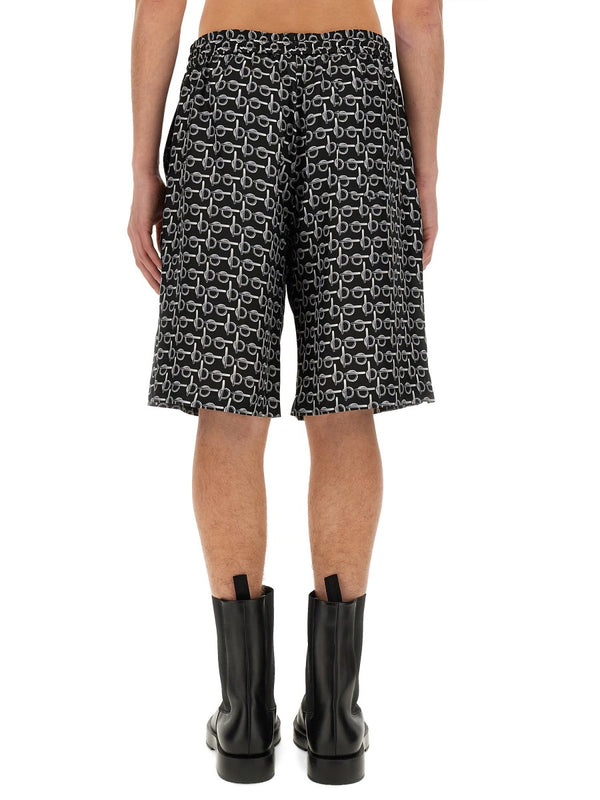 All Over Print Bermuda Shorts Black Mulberry Silk