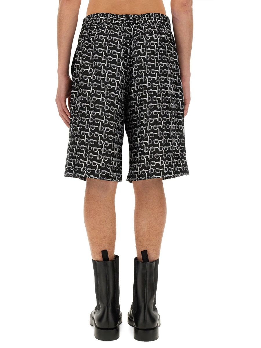 All Over Print Bermuda Shorts Black Mulberry Silk