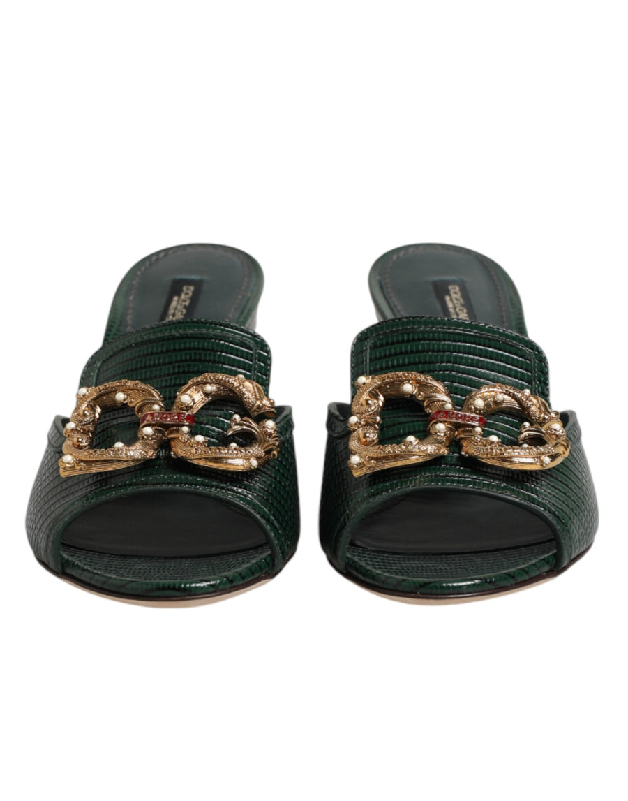 Dolce & Gabbana 100% calf (upper); 76% goat + 24% calf (lining); leather sole heel slide in green