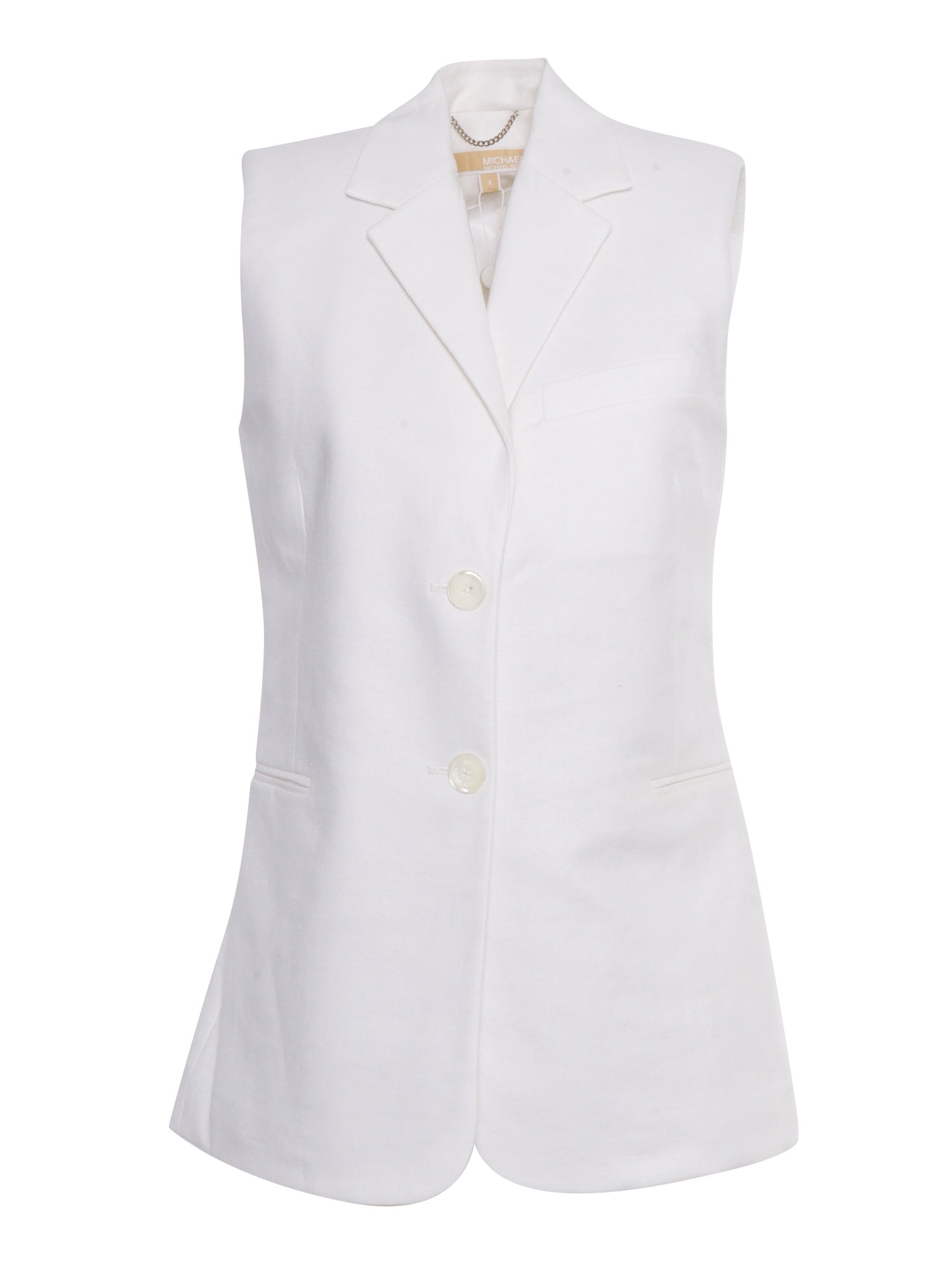 White sleeveless blaze Linen Viscose Jacket