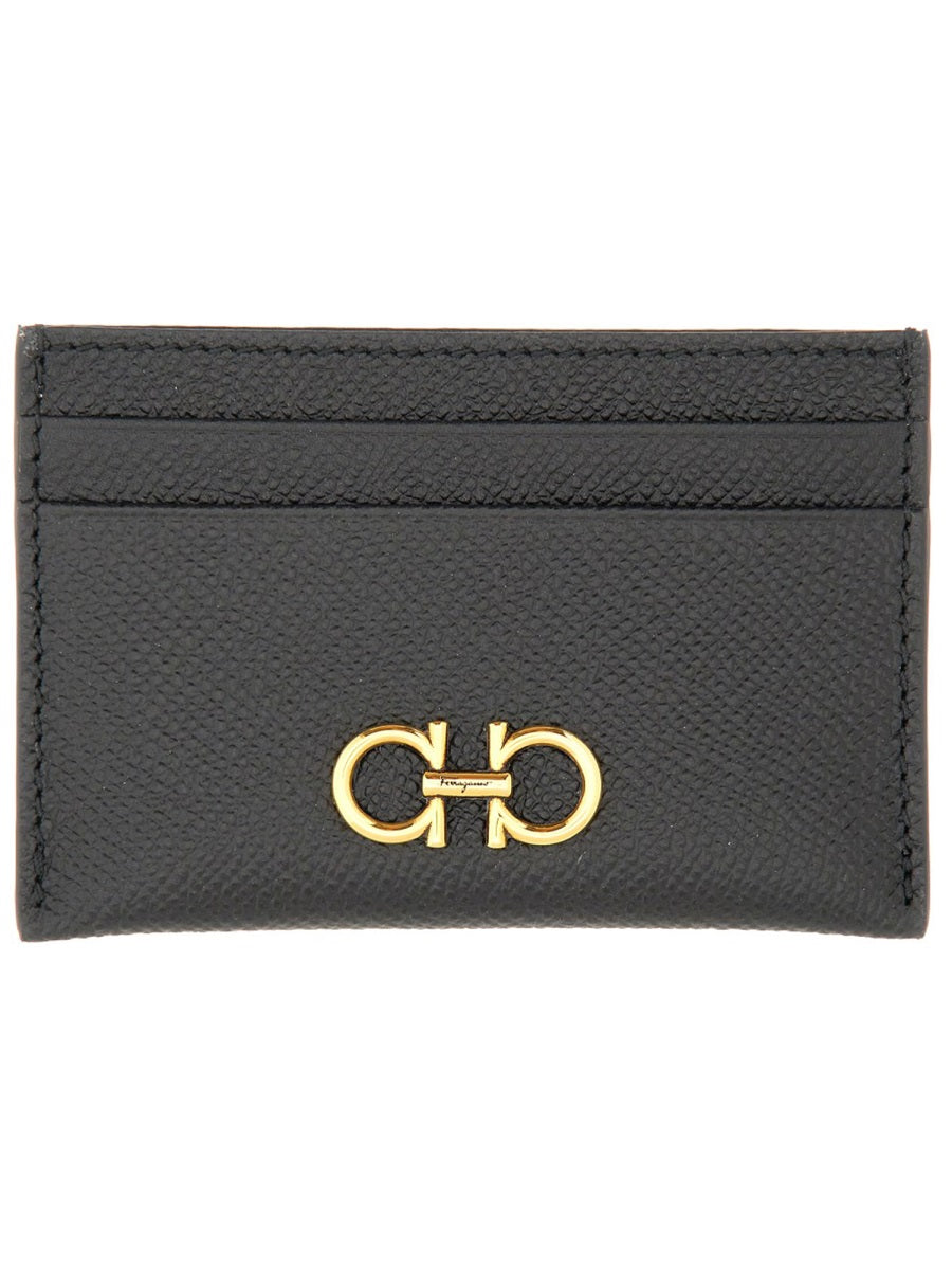 Card Holder Gancini Black Calf Leather Wallets & Purses