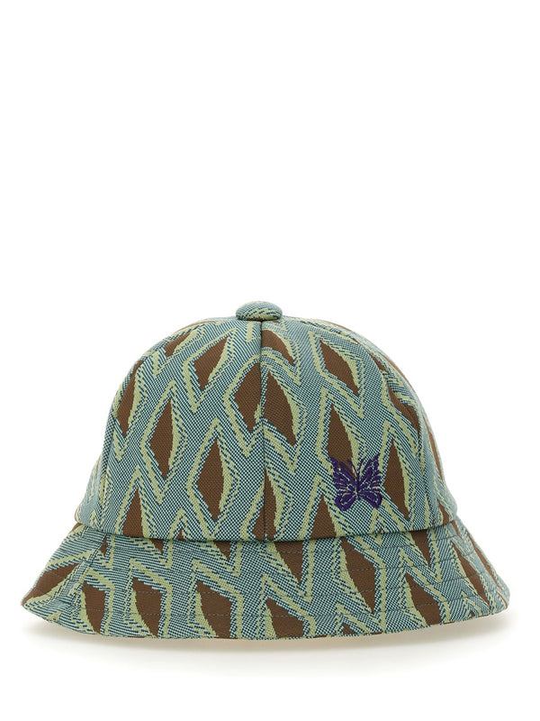 Hat With Print Azure Polyester