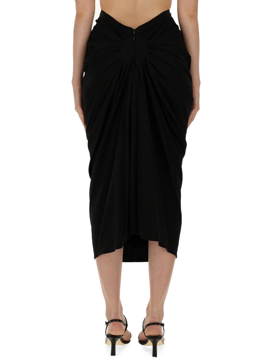 Draped Black Skirt Wool