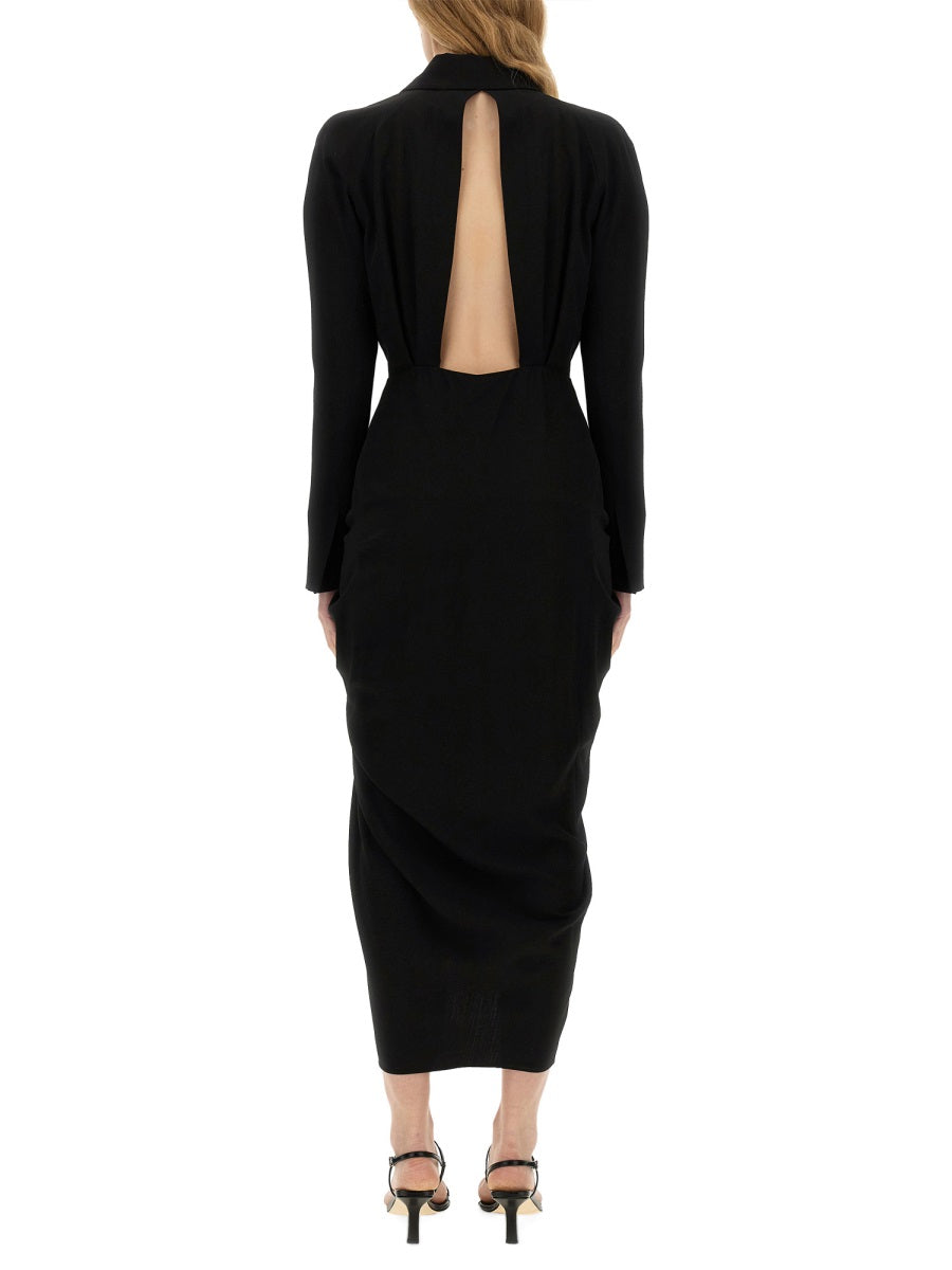 Midi Dress Black Wool Viscose