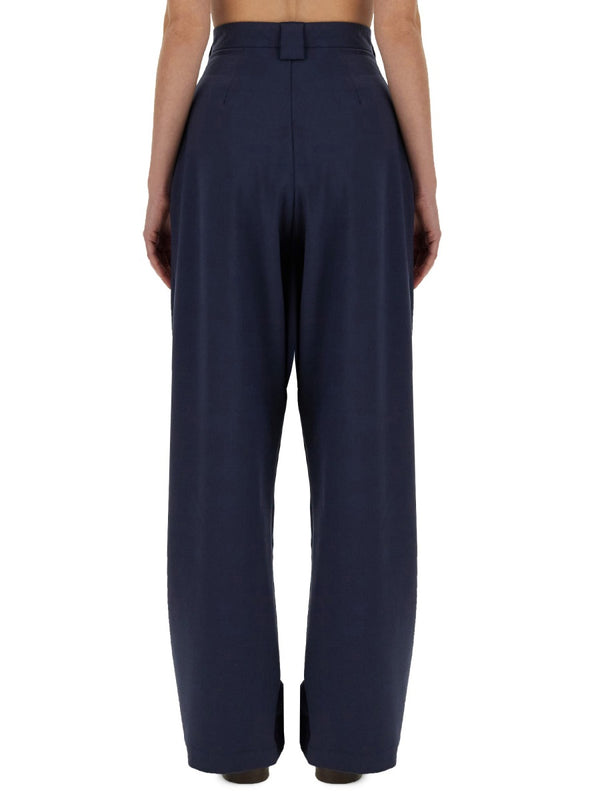 Canvas Pants Blue Polyester Trousers