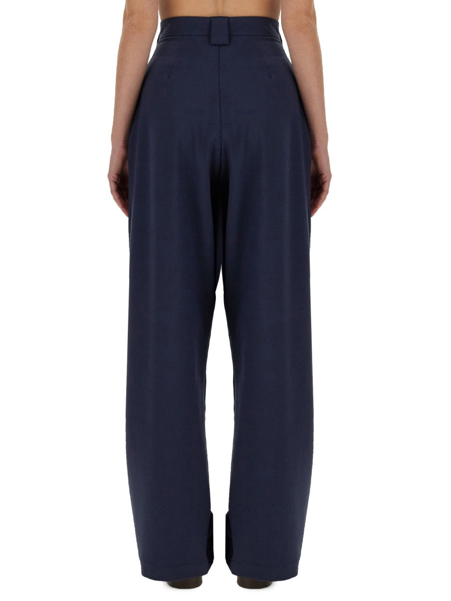 Canvas Pants Blue Polyester Trousers