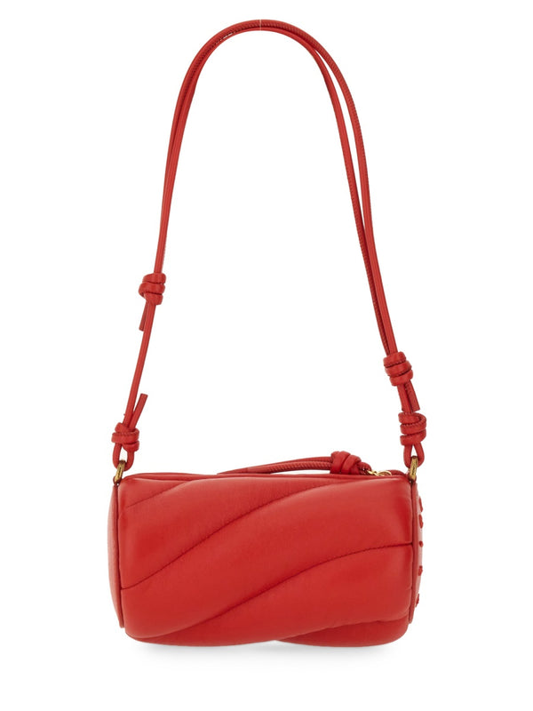 Mini Mella Bag Red Leather Cotton Shoulder