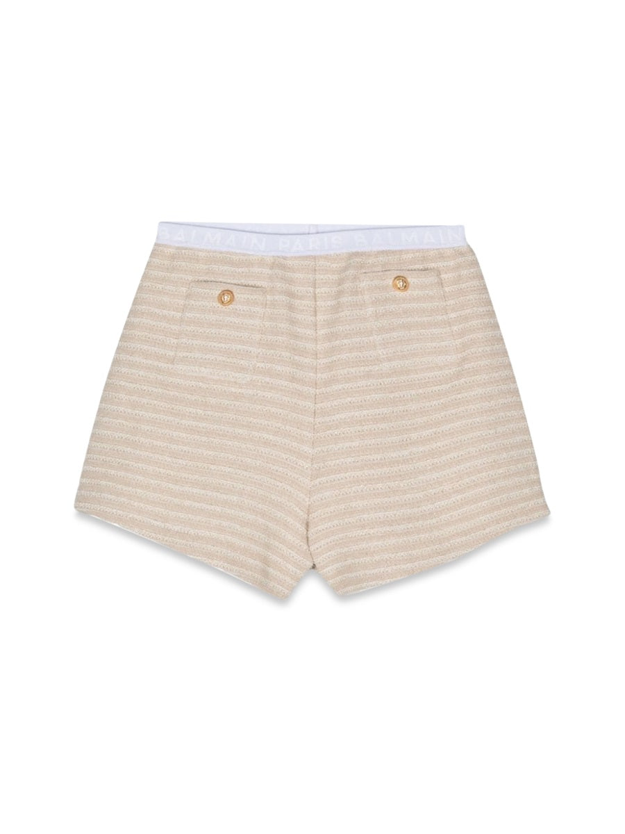 Knit Shorts Beige Cotton