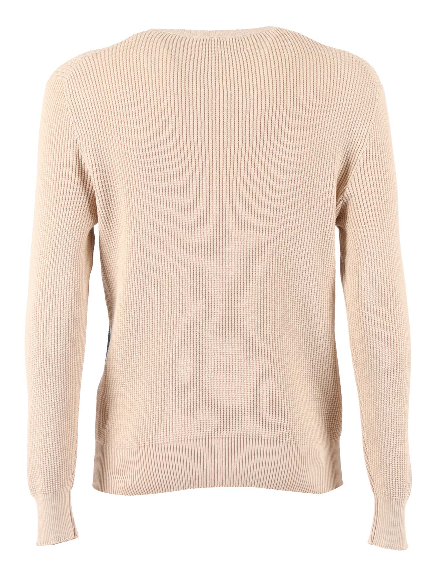 R NECK PULLOVER Beige Cotton Crewneck