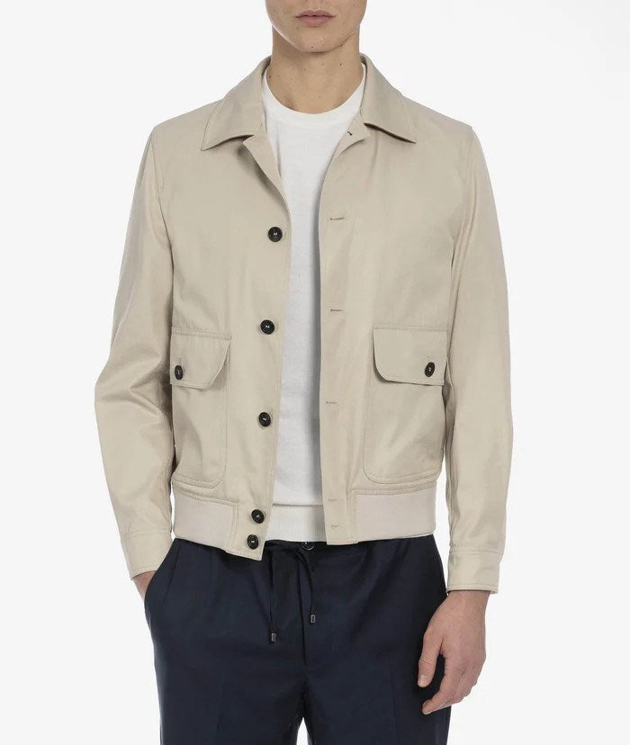 Cotton Jacket Sempione Beige Sportwear Blouson