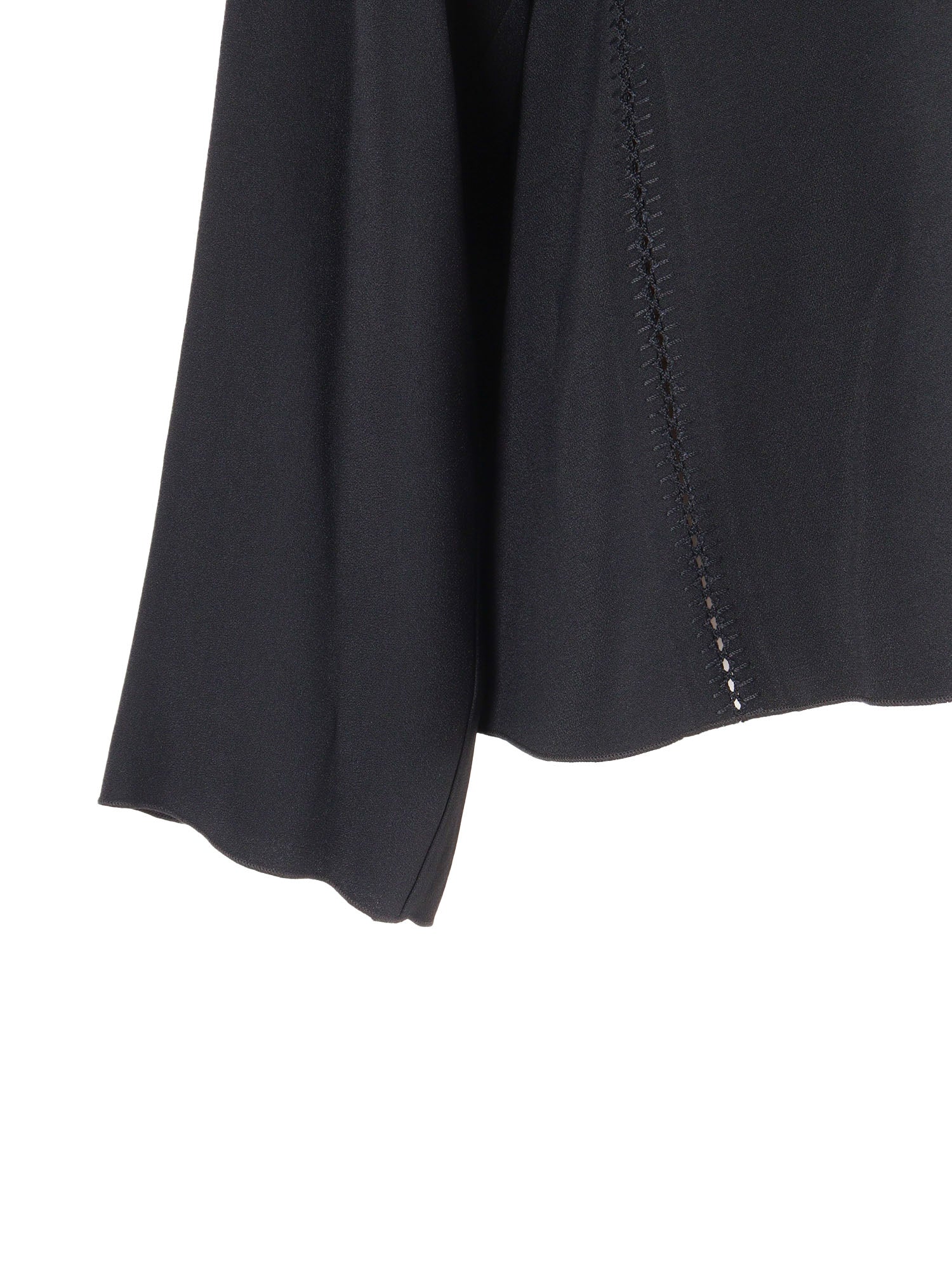 long-sleeved embroidered top in matte satin Black Acetate Viscose