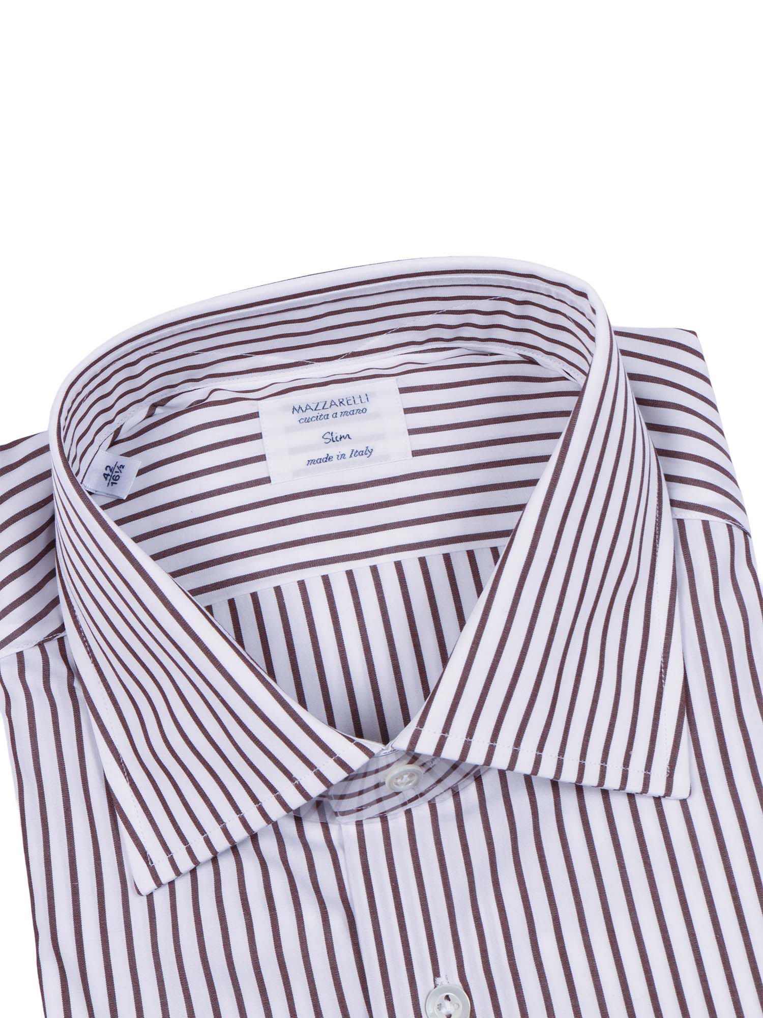Striped Cotton Shirt Style Slim Fit Brown