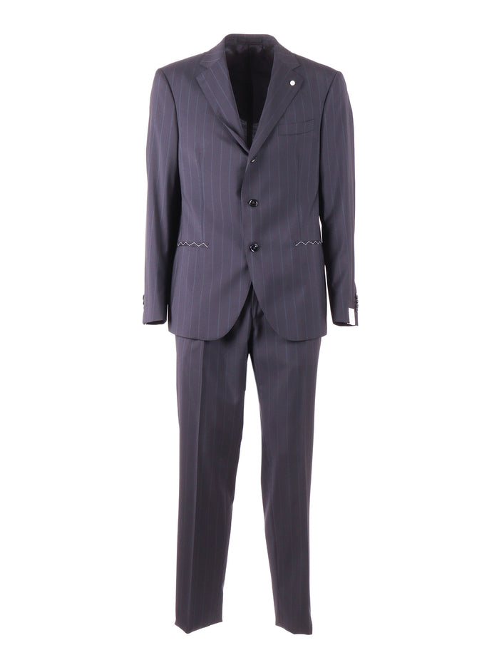 Suit Blue Virgin Wool Cashmere Dress