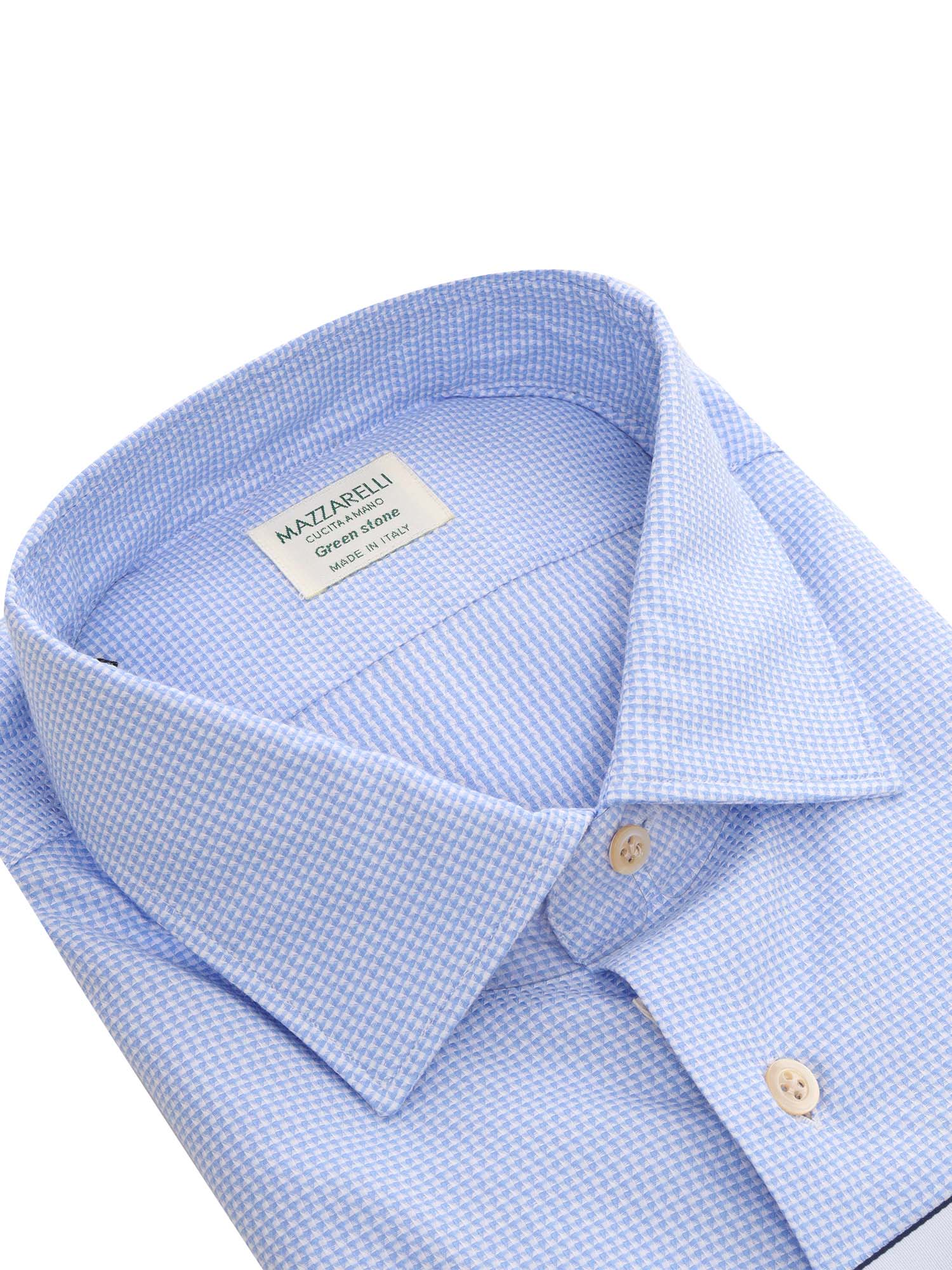 Geometric Pattern Cotton Shirt Light Blue