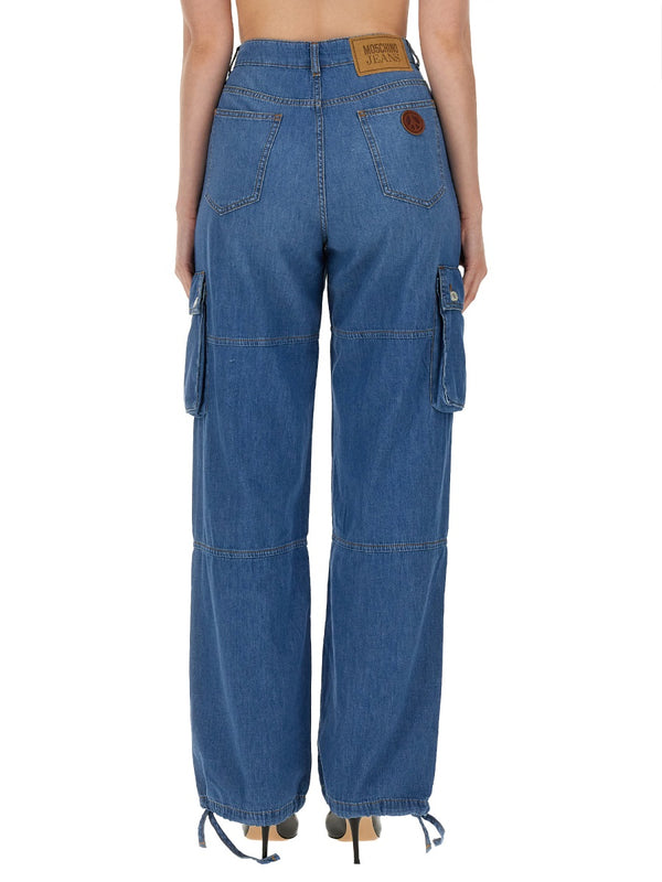 Cargo Pants Blue Viscose Trousers