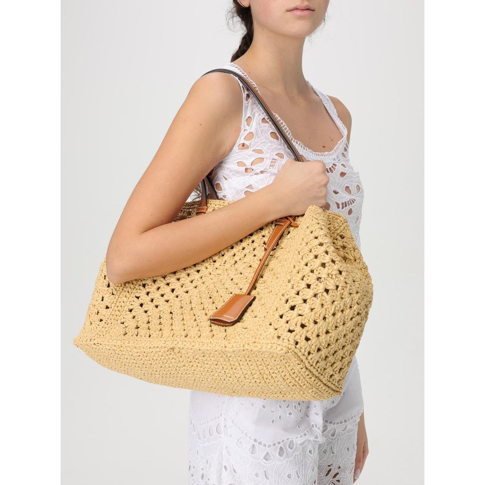 Beige Leather Handbag Bag