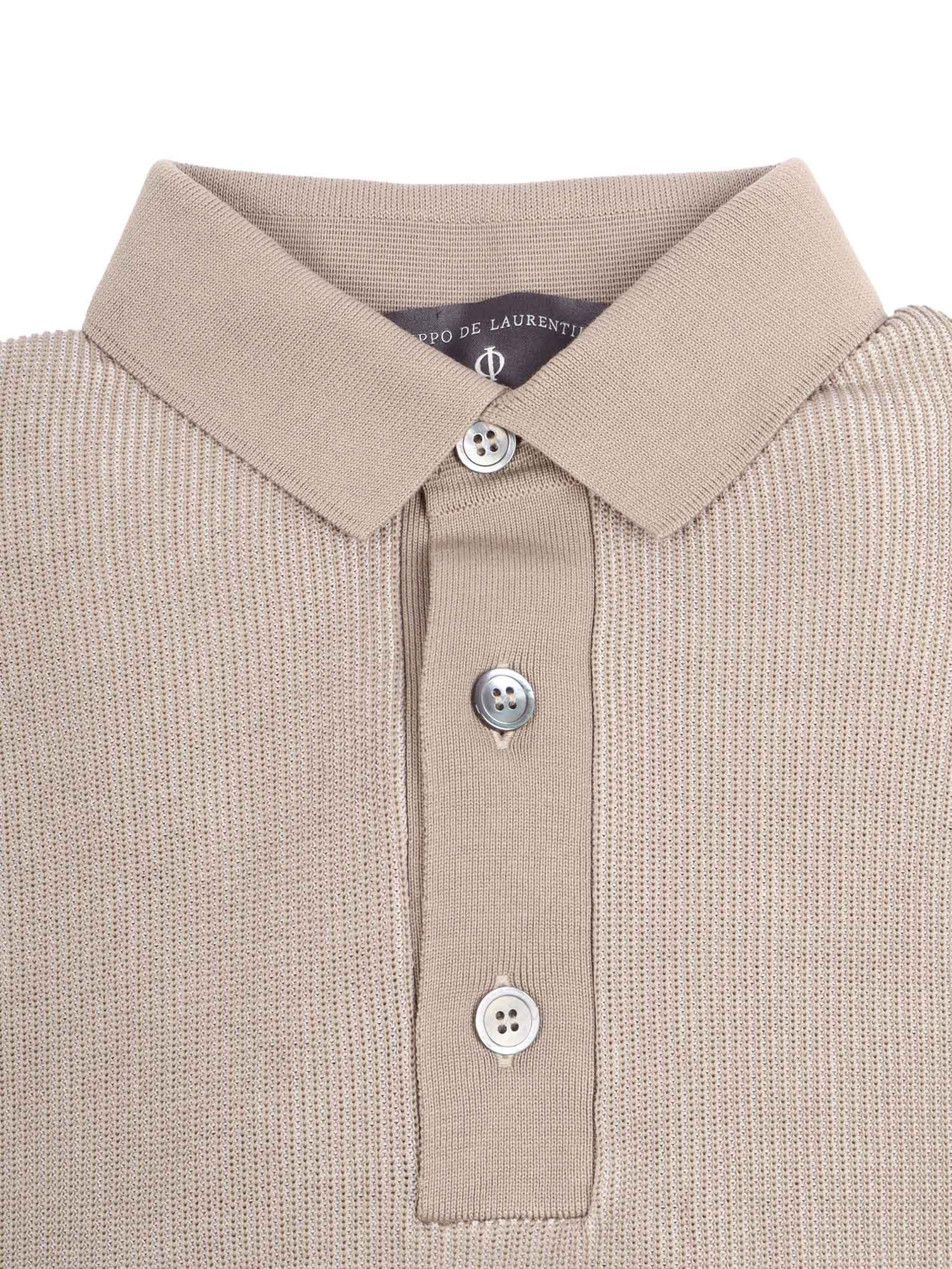 Short Sleeve Polo Beige Cotton Sleeves