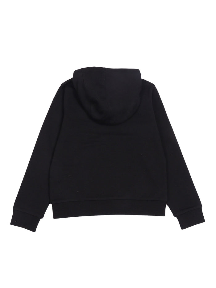 HOODIE SWEATER Black Cotton Hood Lining Crewneck