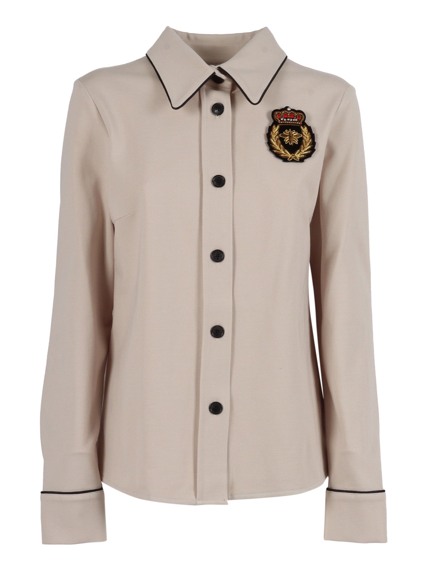 Shirt Piping With Pin Beige Viscose Nylon Elastane