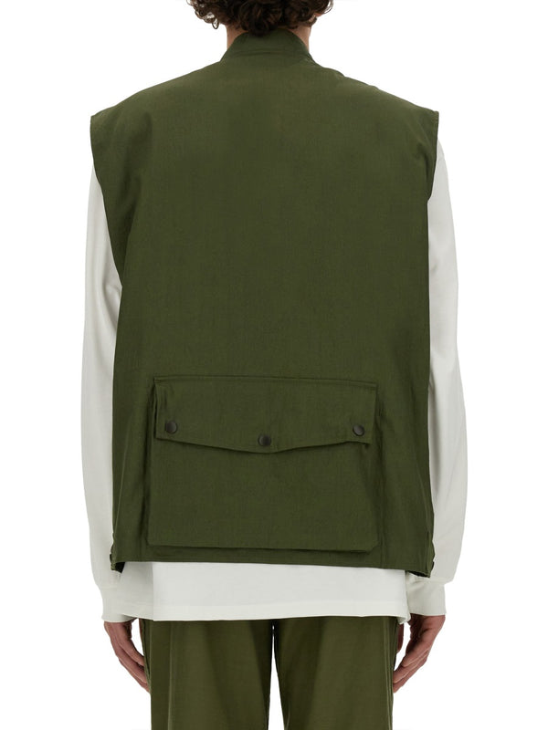 Vest With Pockets Green Cotton Waistcoats & Gilets