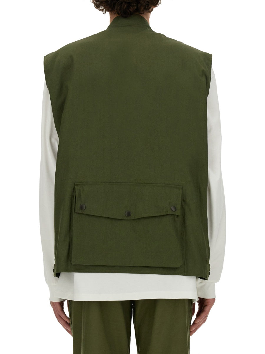 Vest With Pockets Green Cotton Waistcoats & Gilets