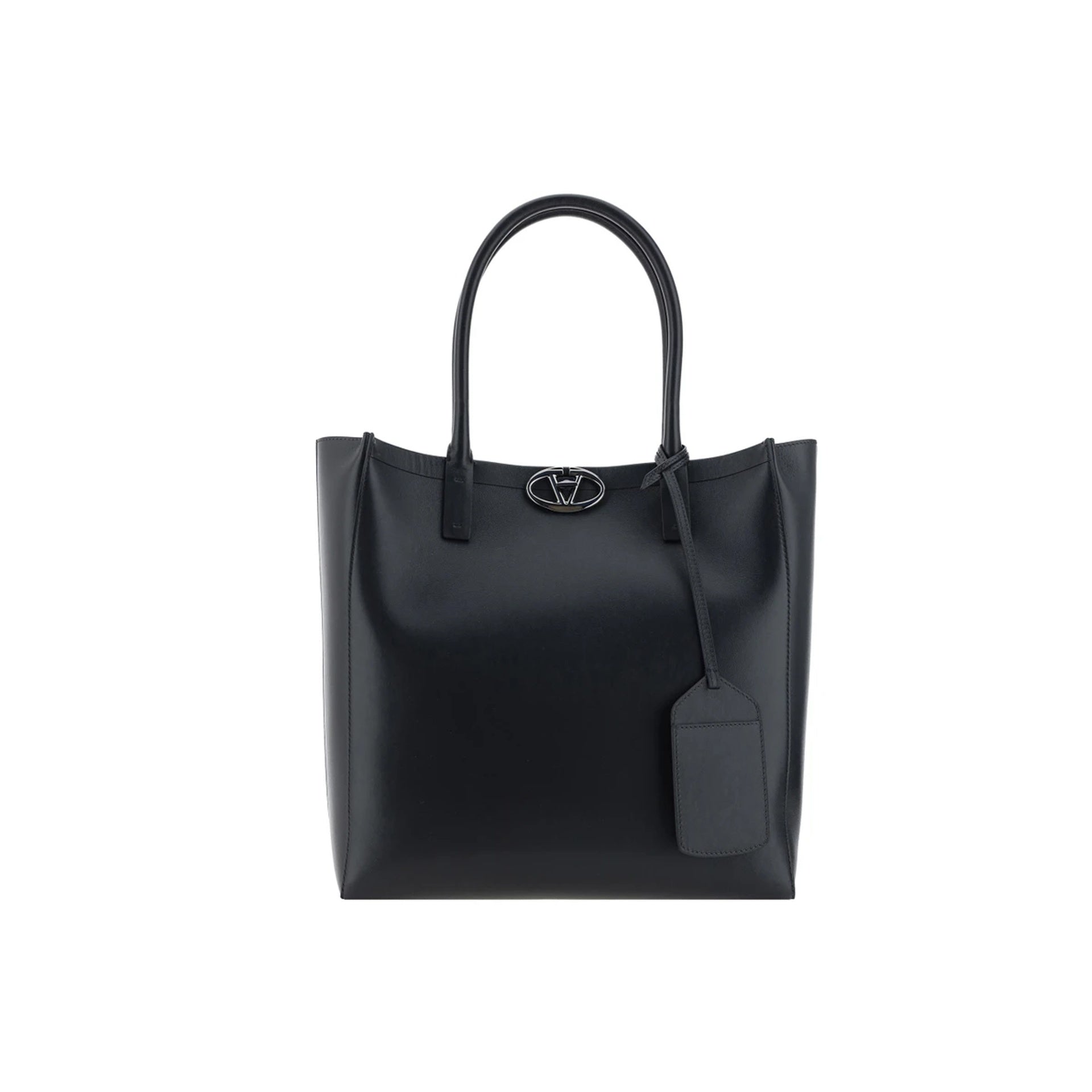 Garavani Vlogo Locker Medium Tote Bag Black Calf Leather