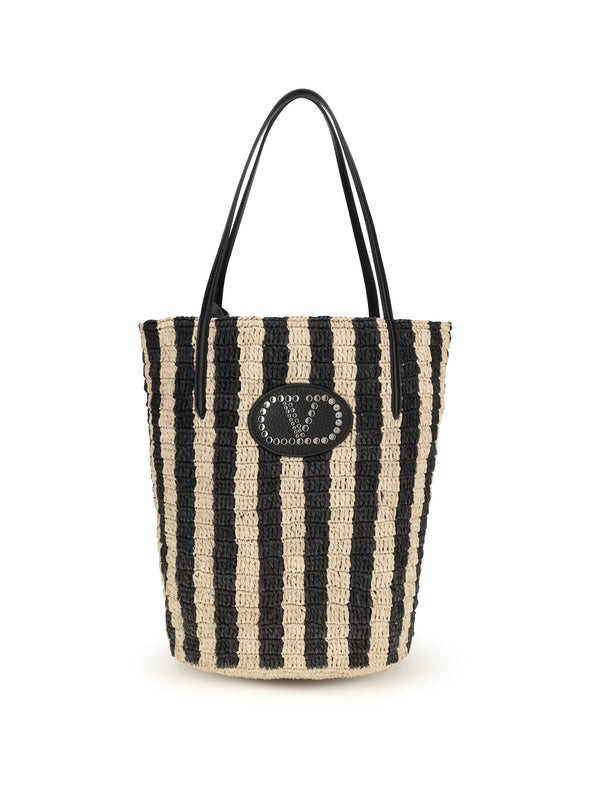 Valentino Garavani 100% Raffia bucket bag in black