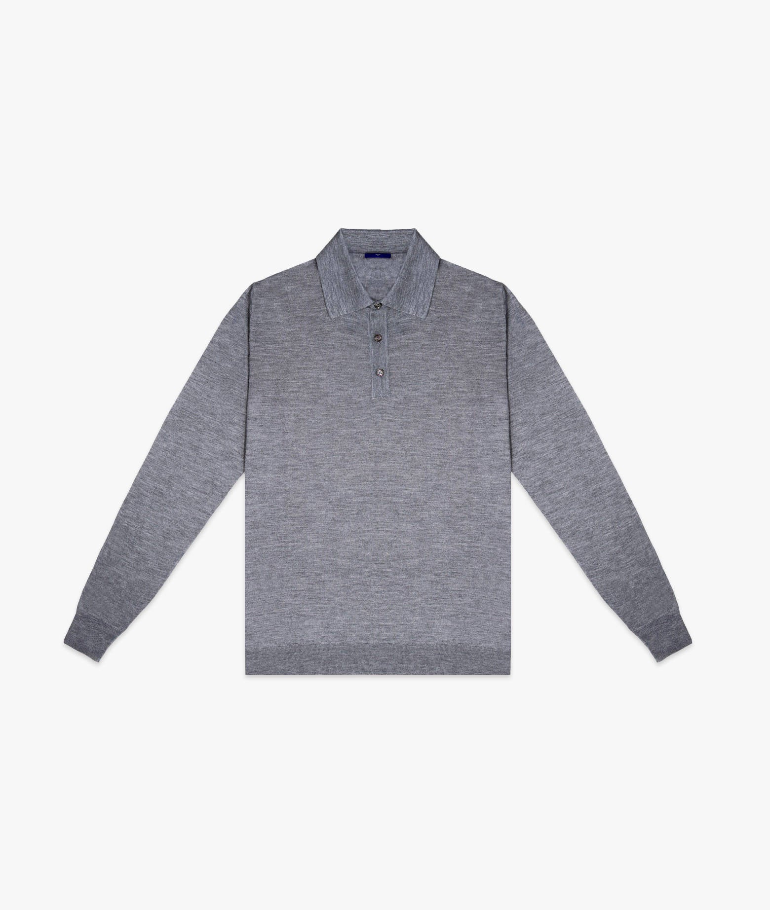 Cashmere And Silk Polo Shirt Vienna Blue Pullover M/lunga