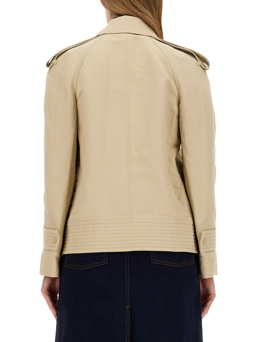 Trench Jacket Beige Paper Viscose & Raincoats