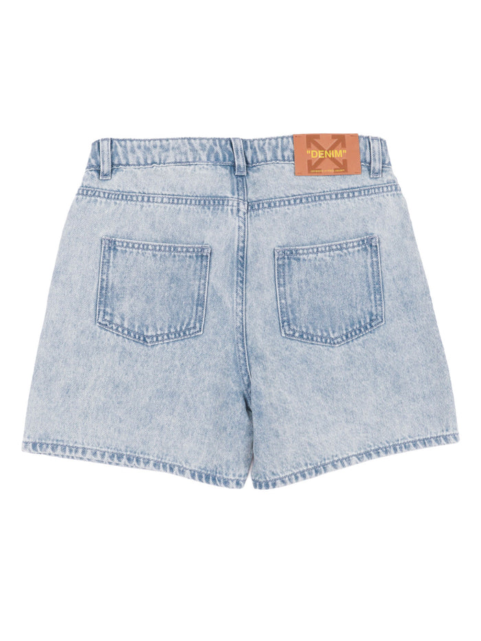 BOOKISH DENIM SHORT Blue Cotton Bermuda