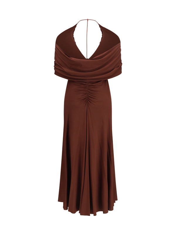 Dress Jersey Midi Brown Viscose