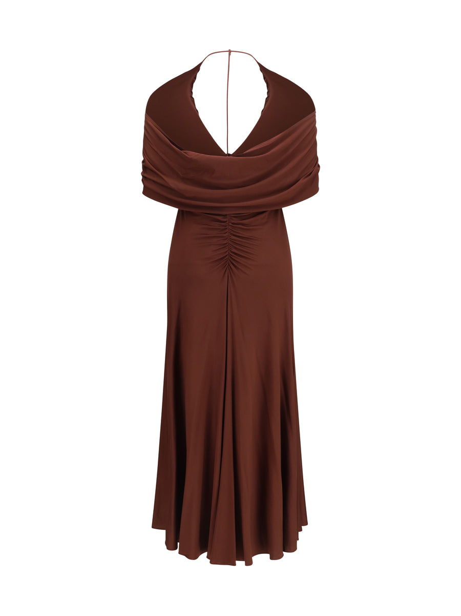 Dress Jersey Midi Brown Viscose