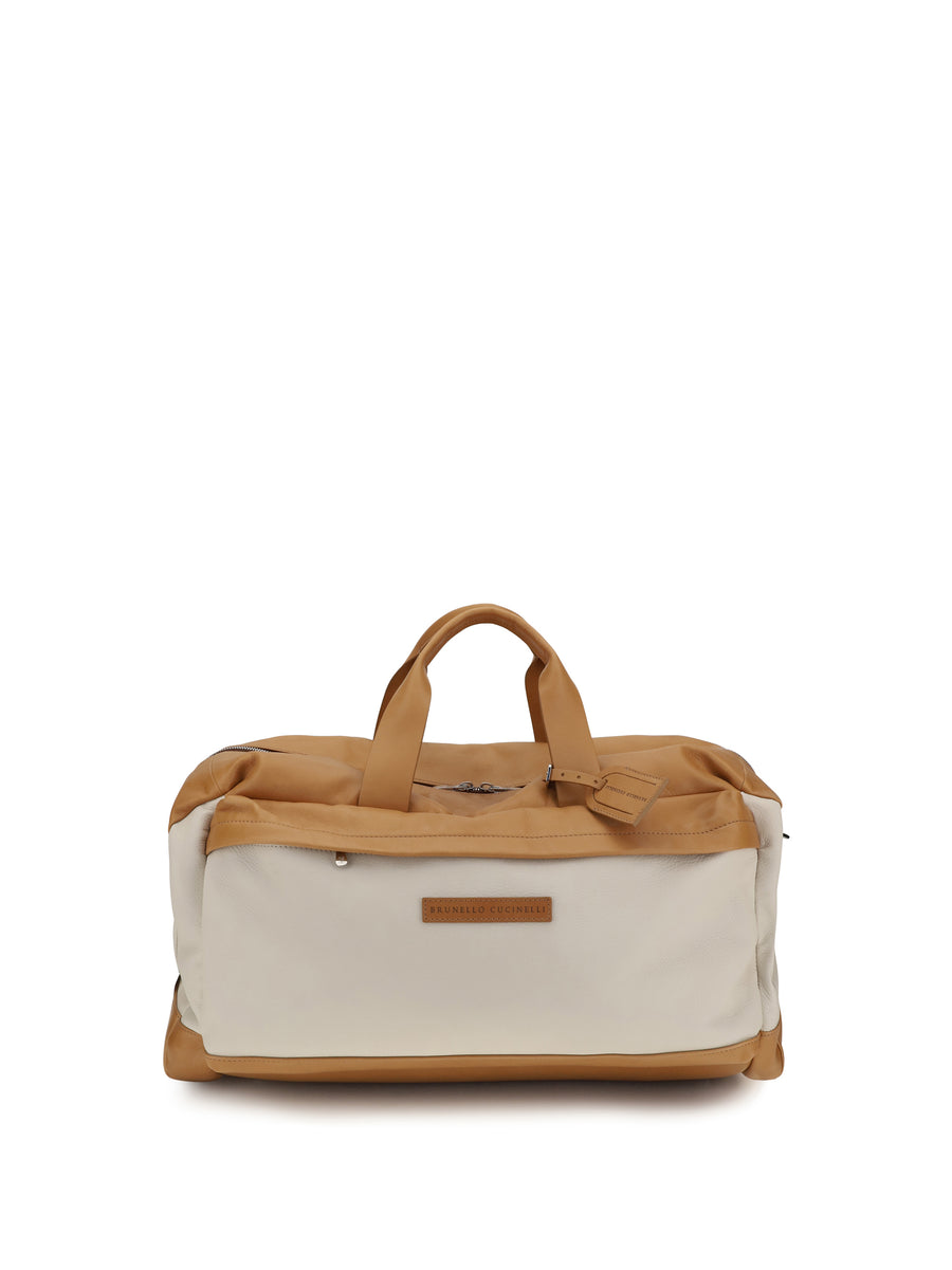Brunello Cucinelli 100% Calf Leather Bos Taurus top handle bag in beige