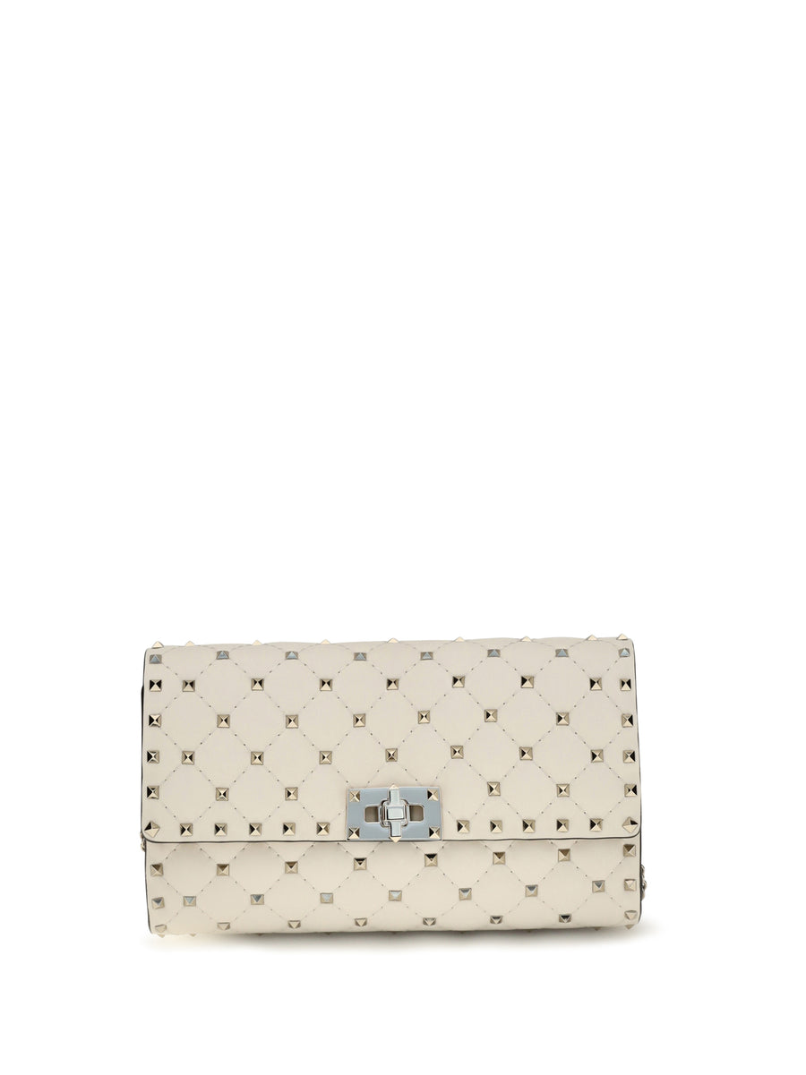 Shoulder Bag | Rockstud Spike Nappa-Pl Light Ivory Calf Leather Bos Taurus