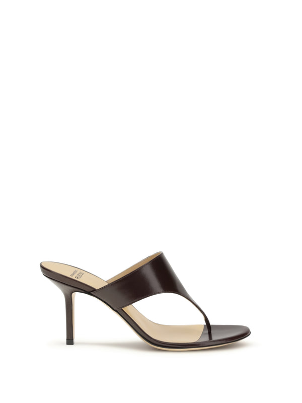 Francesco Russo 100% Calf Leather Bos Taurus thong sandal in bordeaux