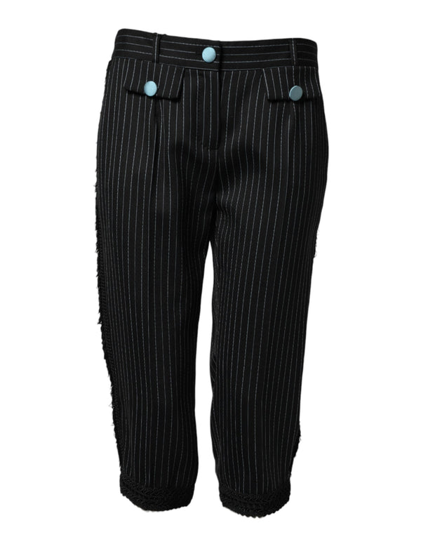 Dolce & Gabbana Wool with striped detail trousers in black
