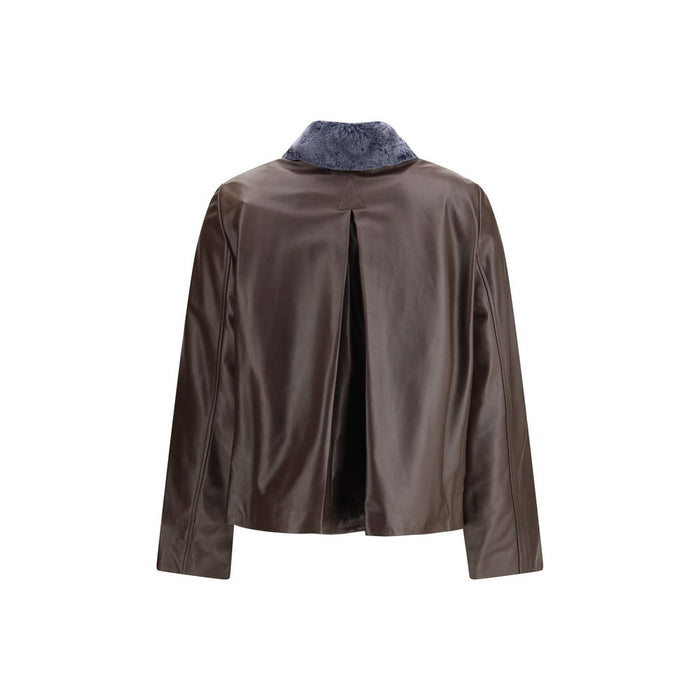 Marni OUTER 80% Leather 20% Goat Hair INNER 100% Viscose jacket in brown — view 2