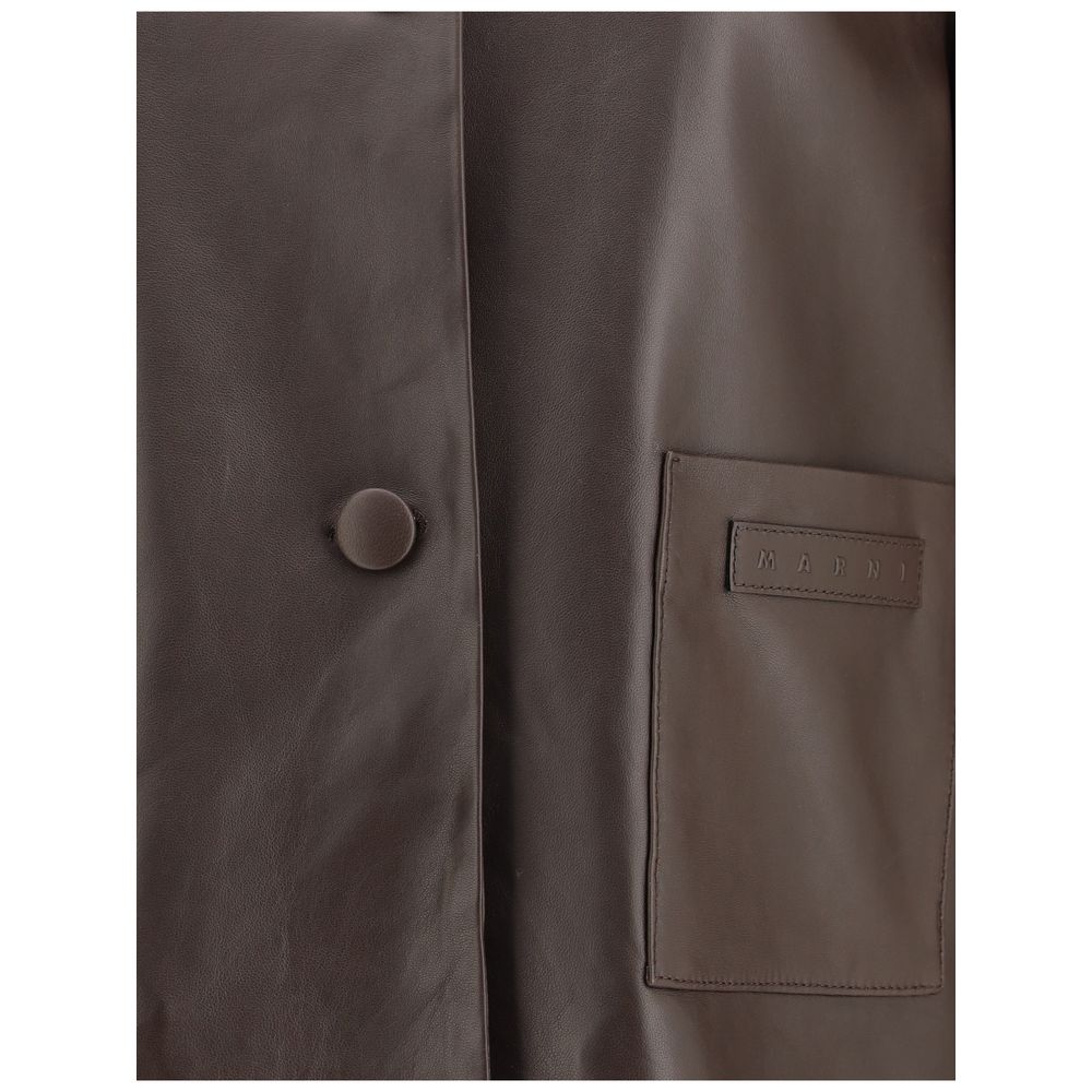 Marni OUTER 80% Leather 20% Goat Hair INNER 100% Viscose jacket in brown — view 3