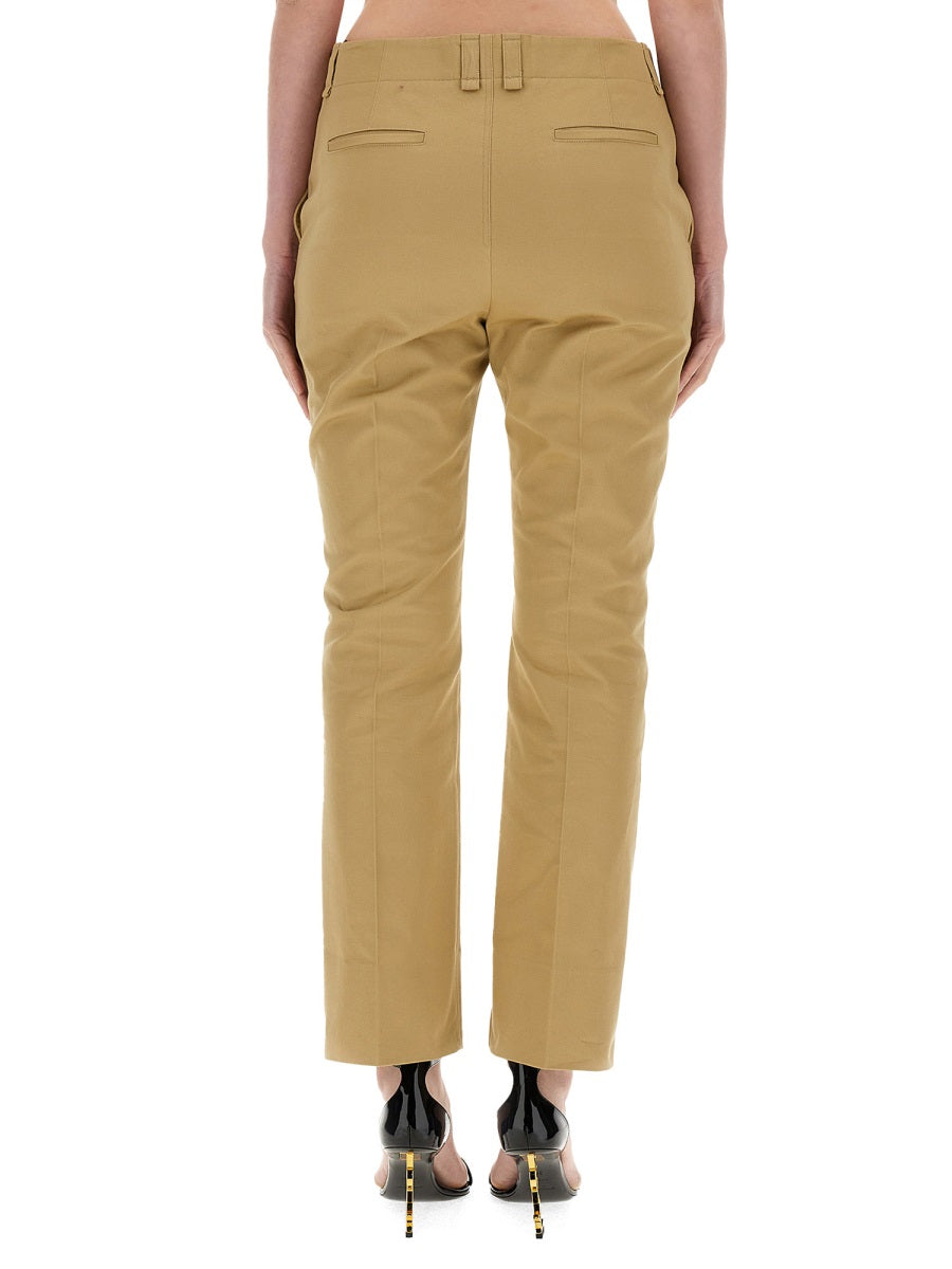 Drill Pants Beige Cotton Trousers