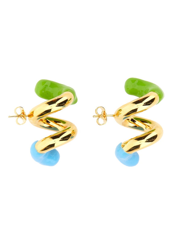 Double Fusillo Earring Multicolour Brass Earrings
