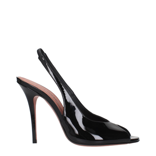 Amina Muaddi Patent leather heel in black