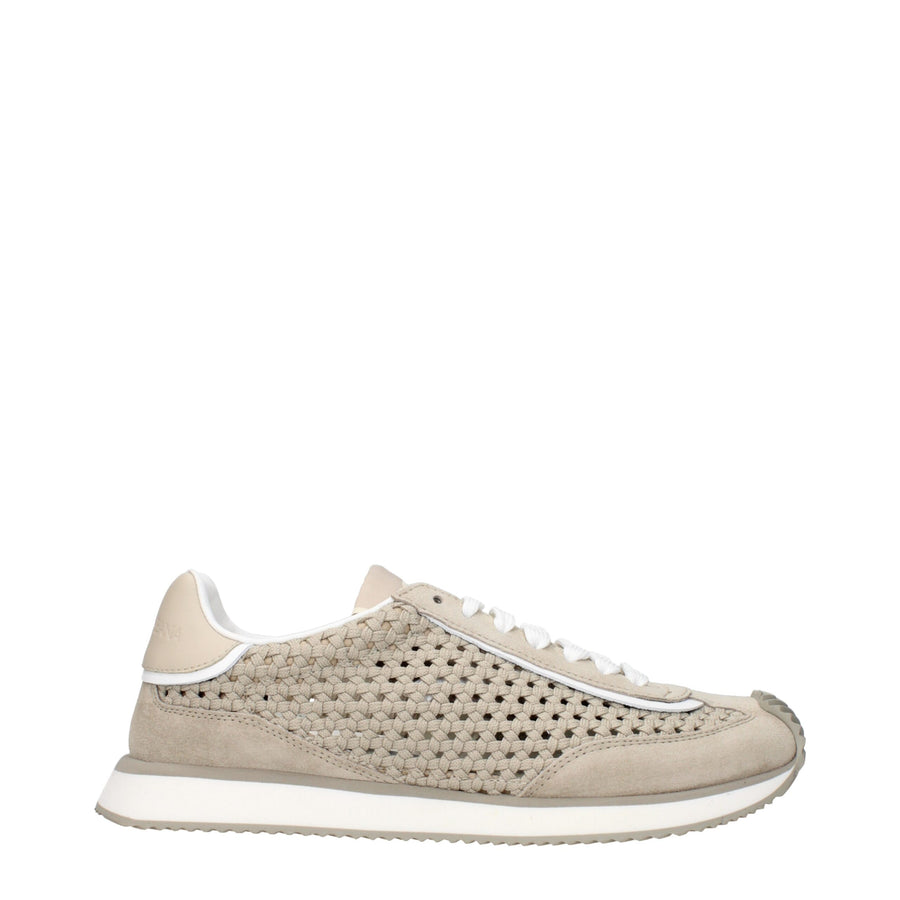 Dolce & Gabbana Fabric with mesh sneaker in beige