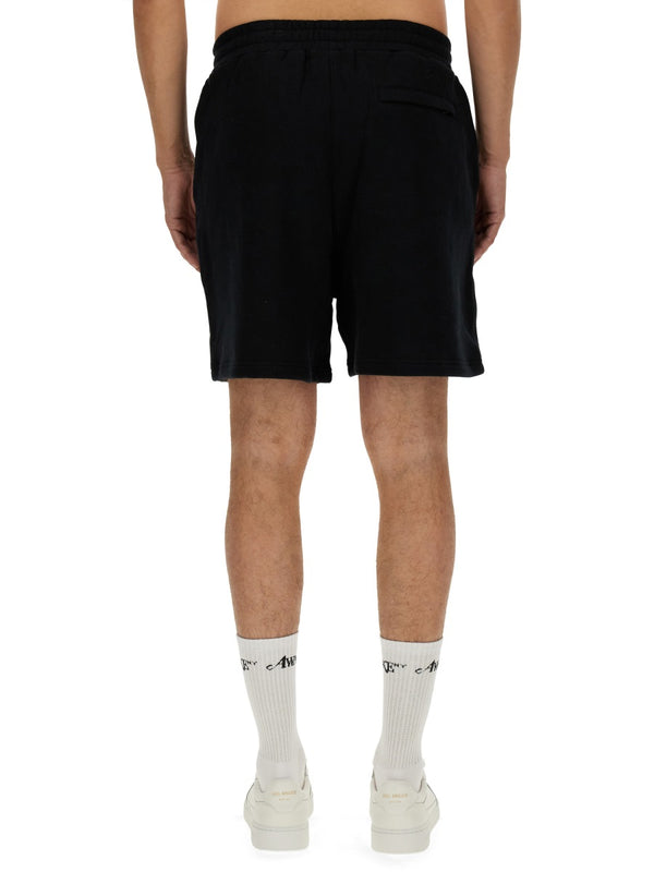 Bermuda Shorts With Logo Black Cotton Fleece