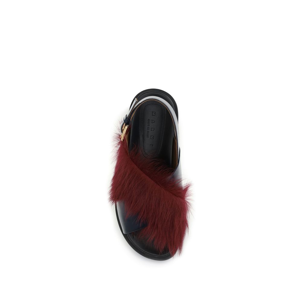 Marni 100% Calf Leather Bos Taurus sandals in burgundy — view 4