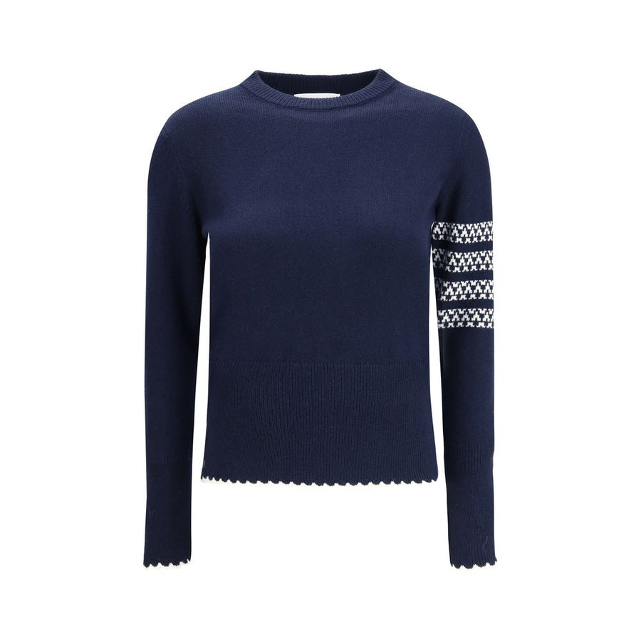 Thom Browne 100% Fleece Wool Ovis Aries sweater in blue