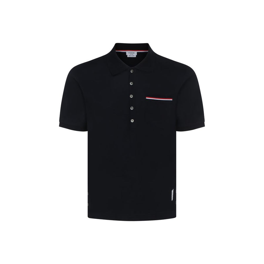 Thom Browne 100% Cotton polo shirt in black