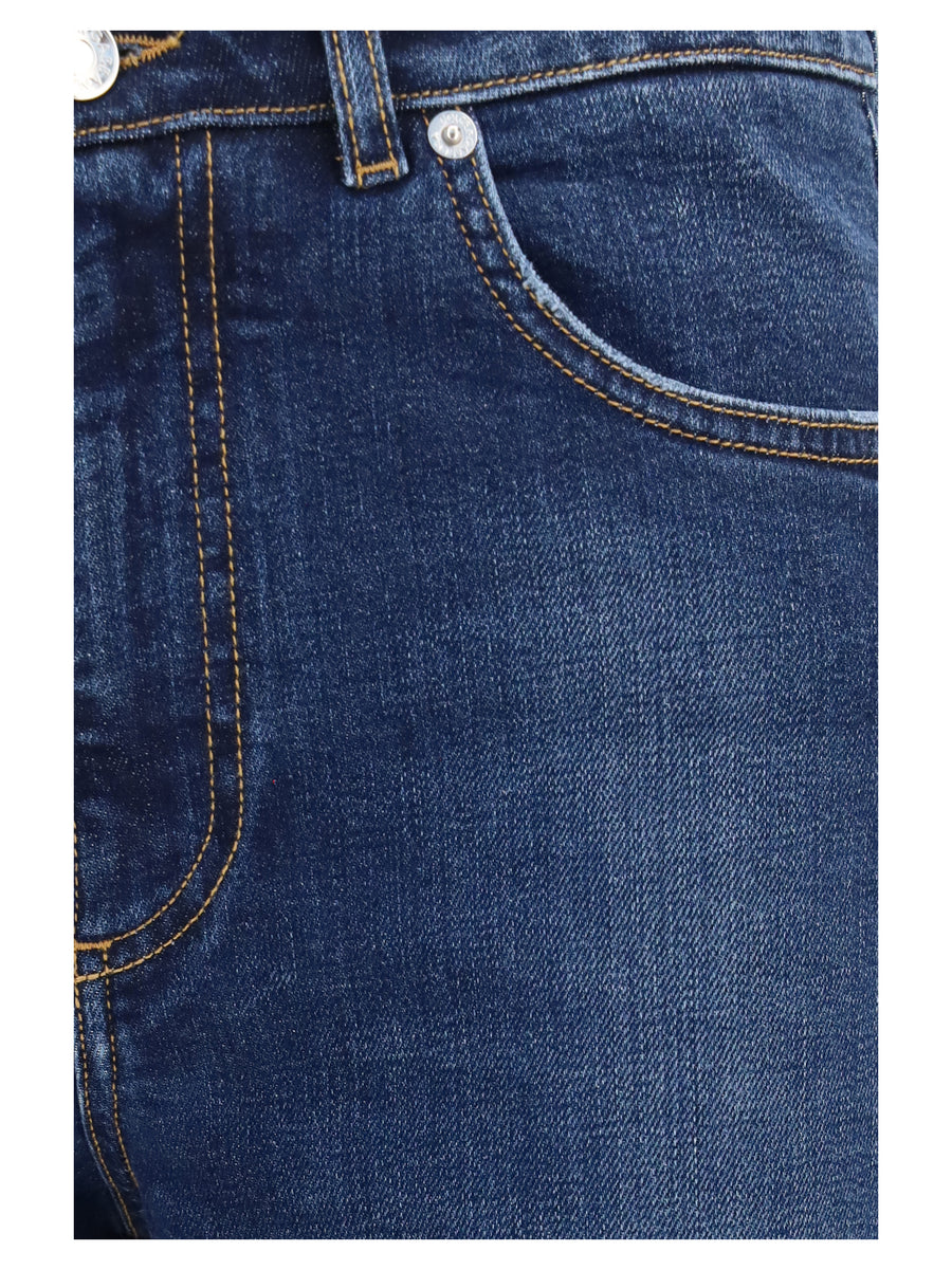 Five-Pocket Denim Jeans Blue Cotton Trousers