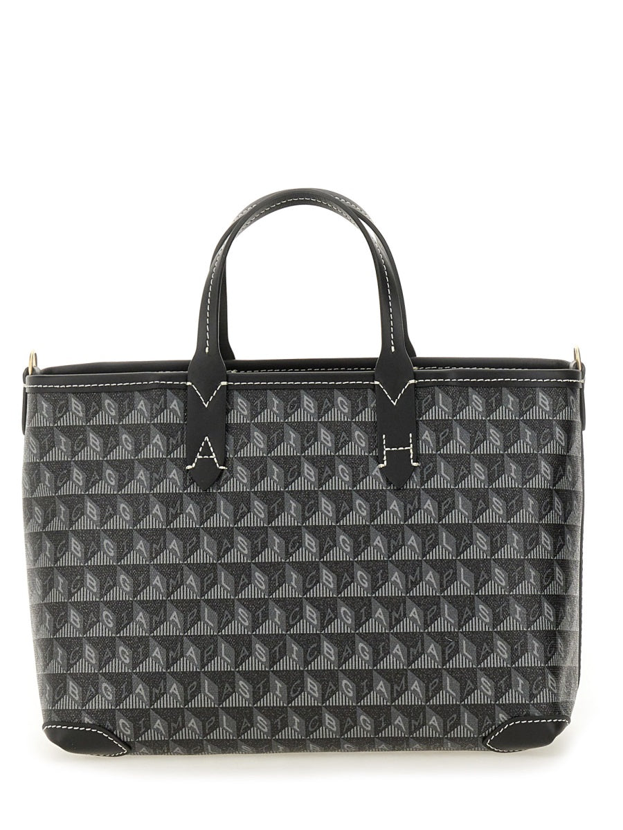 I Am A Plastic Bag Tote Xs Black Recycled Canvas Handbags
